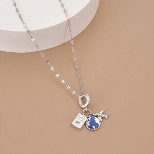 Silver and Blue Travel Charm Necklace